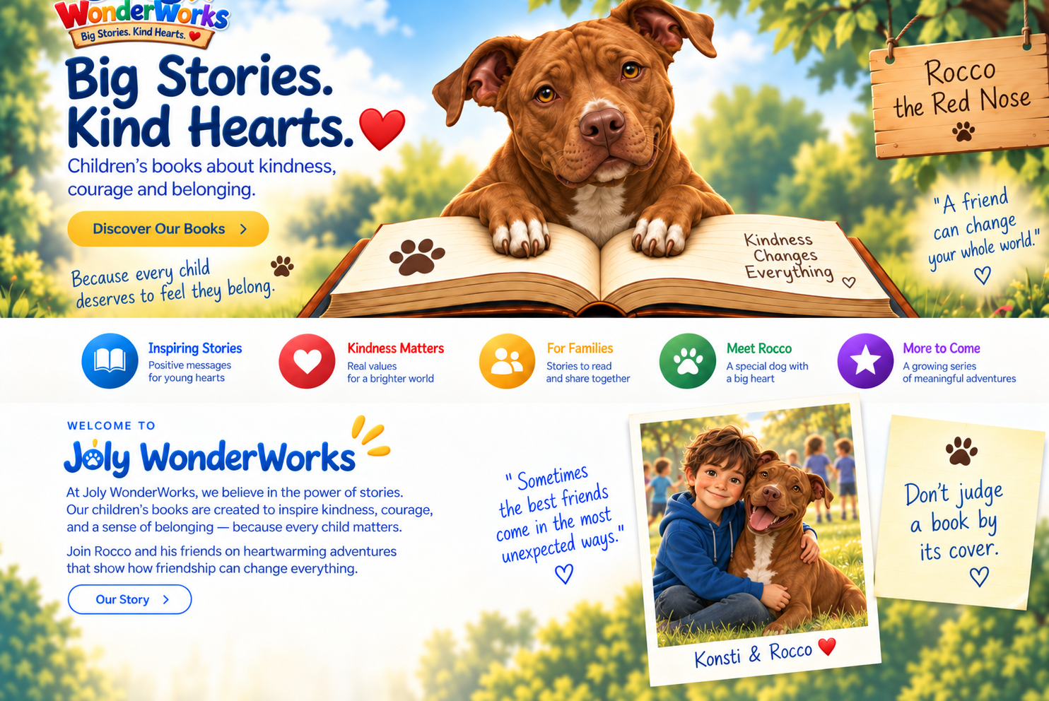 Joly WonderWorks story world featuring Rocco the Red Nose and Konsti